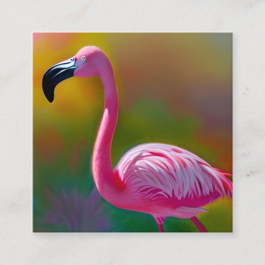 Waterverf Flamingo Graphic Vierkante Visitekaartje (Voorkant)