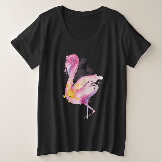 Waterverf Flamingo Grote Maat T-shirt (Design voorkant)