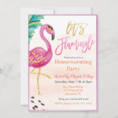 Waterverf Flamingo Housewarming Party Uitnodiging (Voorkant)