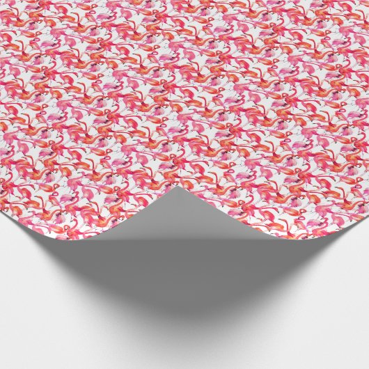 Waterverf Flamingo in Waterverven Cadeaupapier (Hoek)