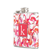 Waterverf flamingo in Waterverven | Jouw namen toe Heupfles (Links)