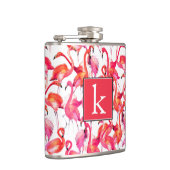 Waterverf flamingo in Waterverven | Jouw namen toe Heupfles (Rechts)