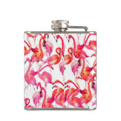 Waterverf flamingo in Waterverven | Jouw namen toe Heupfles (Achterkant)