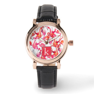 Waterverf flamingo in Waterverven   Jouw namen toe Horloge