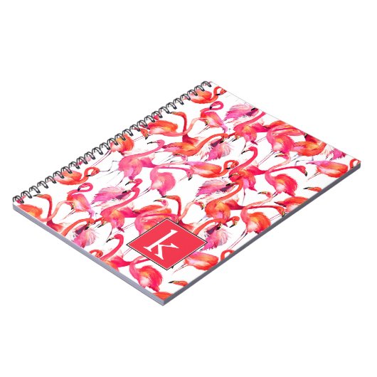 Waterverf flamingo in Waterverven | Jouw namen toe Notitieboek (Linkerzijde)