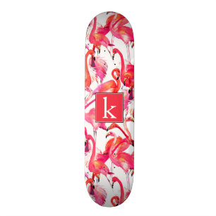 Waterverf flamingo in Waterverven   Jouw namen toe Persoonlijk Skateboard