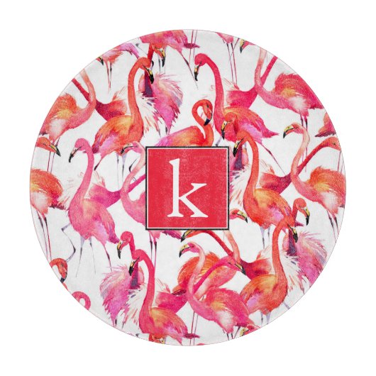 Waterverf flamingo in Waterverven | Jouw namen toe Snijplank (Voorkant)