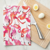Waterverf flamingo in Waterverven | Jouw namen toe Theedoek (Quarter Fold)