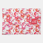 Waterverf flamingo in Waterverven | Jouw namen toe Theedoek (Horizontaal)