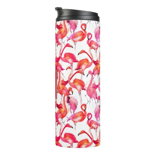 Waterverf flamingo in Waterverven | Jouw namen toe Thermosbeker (Geroteerd rechts)