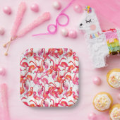 Waterverf Flamingo in Waterverven Papieren Bordje (Feest)