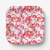 Waterverf Flamingo in Waterverven Papieren Bordje (Voorkant)