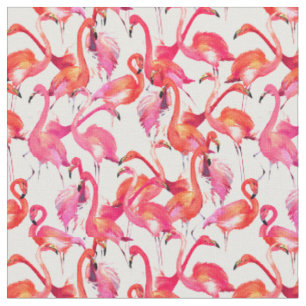 Waterverf flamingo in Waterverven Stof