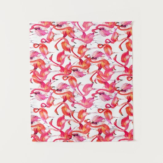 Waterverf flamingo in Waterverven Wandkleed (Voorkant)