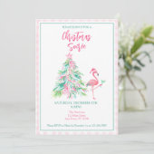 Waterverf Flamingo Kerstfeest Uitnodiging (Staand voorkant)