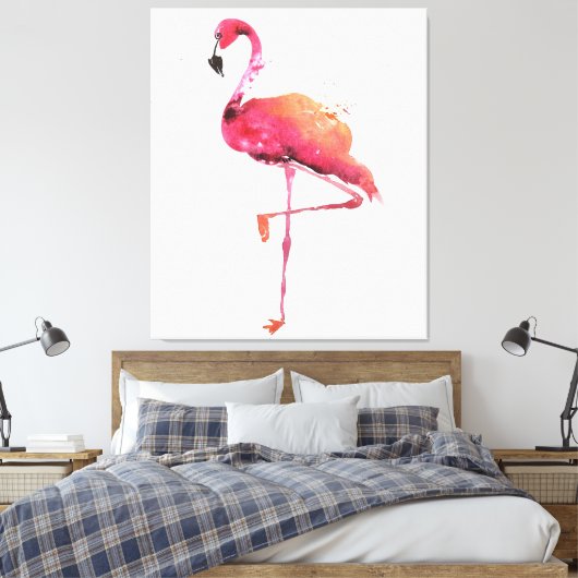 Waterverf Flamingo Liefhebbers | Grappige Flamingo Canvas Afdruk (Insitu (Slaapkamer))