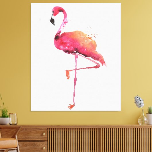 Waterverf Flamingo Liefhebbers | Grappige Flamingo Canvas Afdruk (Insitu (Woonkamer))