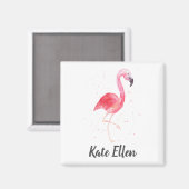 Waterverf Flamingo Magnet de Naam van de Douane (Voorkant / Achterkant)