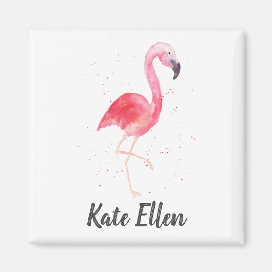 Waterverf Flamingo Magnet de Naam van de Douane (Voorkant)