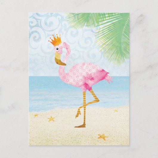 Waterverf Flamingo met Royal Crown Briefkaart (Voorkant)