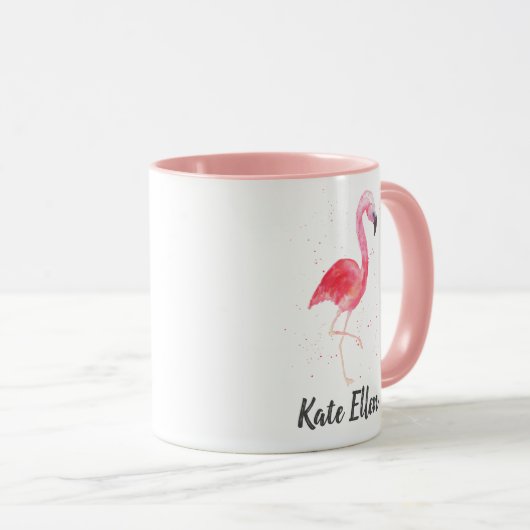 Waterverf Flamingo Mok Aangepaste naam (Voorkant rechts)