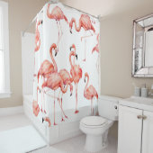 Waterverf flamingo naadloos patroon. Handgeschilde Douchegordijn (In situ)