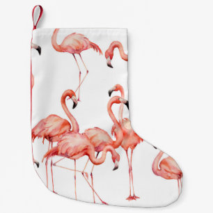 Waterverf flamingo naadloos patroon. Handgeschilde Kleine Kerstsok
