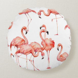 Waterverf flamingo naadloos patroon. Handgeschilde Rond Kussen