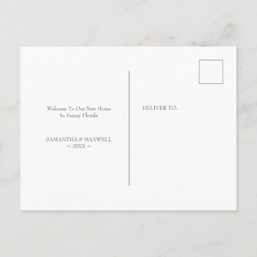 Waterverf Flamingo New Home Moving Announge Briefkaart (Achterkant)