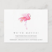 Waterverf Flamingo New Home Moving Announge Briefkaart (Voorkant)