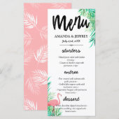 Waterverf Flamingo & Palmbladeren Bruiloft Menu (Voorkant / Achterkant)