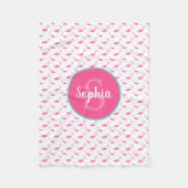 Waterverf Flamingo patroon gepersonaliseerd monogr Fleece Deken (Voorkant)