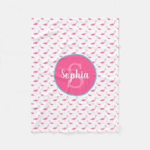 Waterverf Flamingo patroon Gepersonaliseerd monogr Fleece Deken