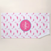 Waterverf Flamingo patroon Gepersonaliseerd monogr Strandlaken (Voorkant)