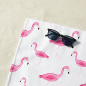 Waterverf Flamingo patroon Gepersonaliseerd monogr Strandlaken (In situ)