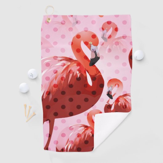 Waterverf Flamingo patroon Golfhanddoek (Insitu)