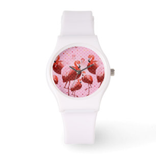 Waterverf Flamingo patroon Horloge