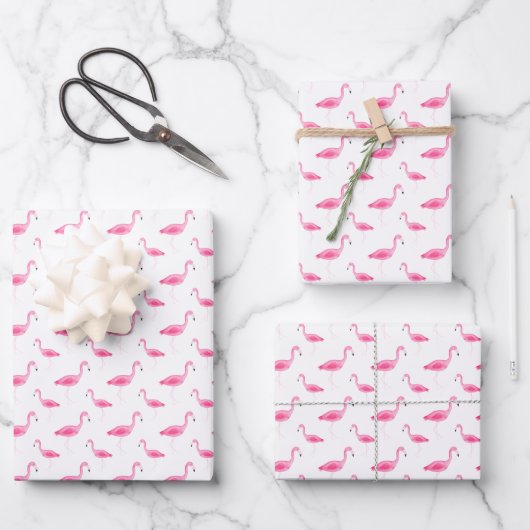 Waterverf Flamingo patroon Inpakpapier Vel (Voorkant)