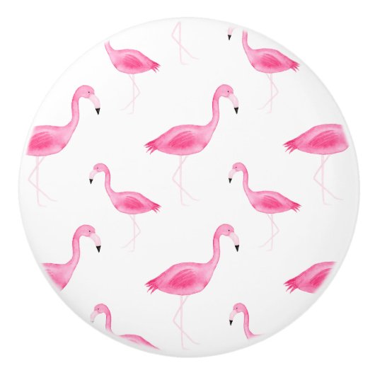 Waterverf Flamingo patroon Keramische Knop (Voorkant)