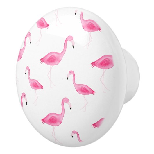 Waterverf Flamingo patroon Keramische Knop (Rechts)