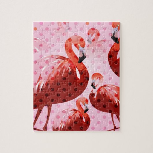 Waterverf Flamingo patroon Legpuzzel (Verticaal)