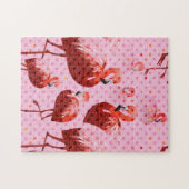 Waterverf Flamingo patroon Legpuzzel (Horizontaal)