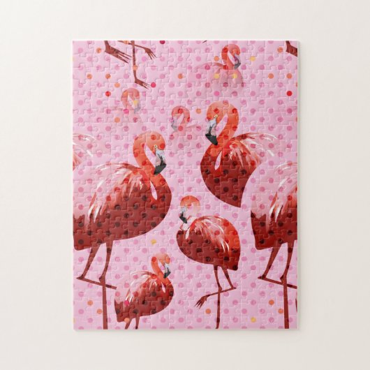 Waterverf Flamingo patroon Legpuzzel (Verticaal)