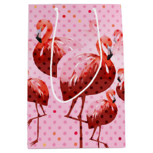 Waterverf Flamingo patroon Medium Cadeauzakje