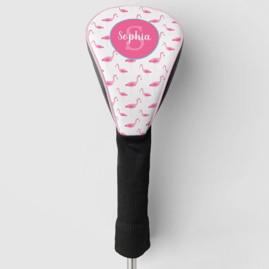 Waterverf Flamingo patroon op maat Golfheadcover (Voorkant)