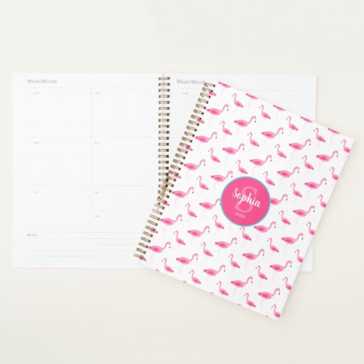 Waterverf Flamingo patroon op maat Planner (Display)