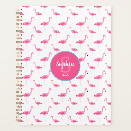 Waterverf Flamingo patroon op maat Planner (Voorkant)