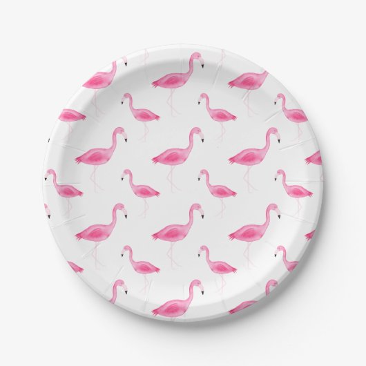 Waterverf Flamingo patroon Papieren Bordje (Voorkant)