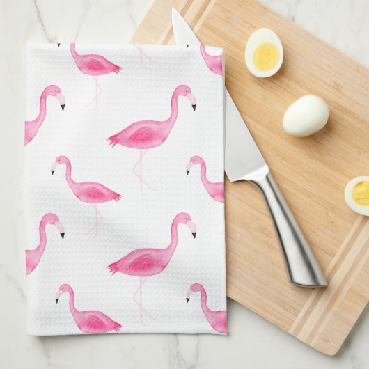 Waterverf Flamingo patroon Theedoek (Quarter Fold)