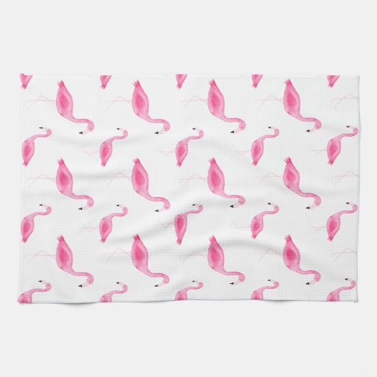 Waterverf Flamingo patroon Theedoek (Horizontaal)